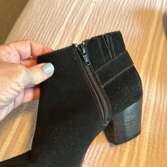 Black suede size 7 shoe boots.  GH Bass leather boots.  Side zipper closure. - Picture 5 of 6